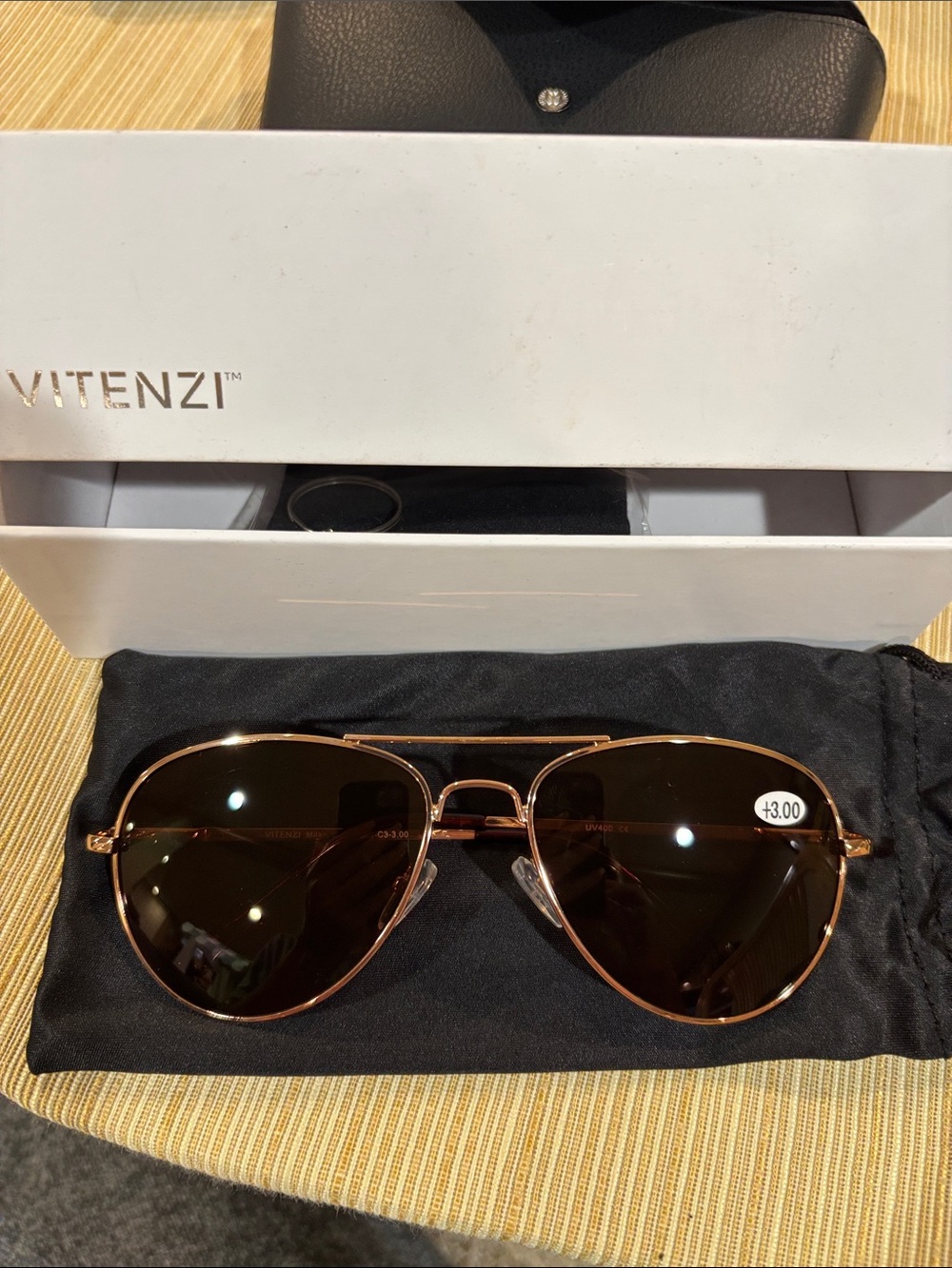 VITENZI BIFOCAL SUNGLASSES IAN SUN IN GOLD 3.00 New